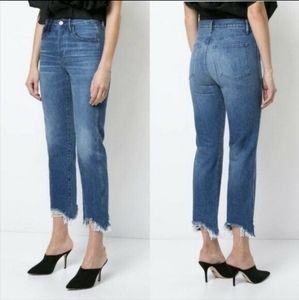 3x1 High Waisted Cropped Raw Hem Jeans